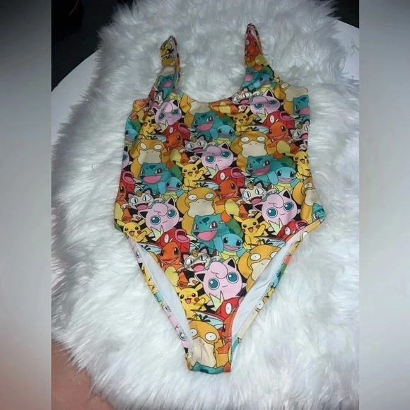 POKEMON ONE PIECE BODYSUIT SWIMSUIT LOW BACK S - Picture 3 of 8